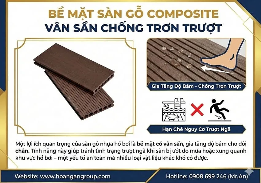 Bề Mặt Sàn Gỗ Composite Vân Sần Chống Trơn Trượt