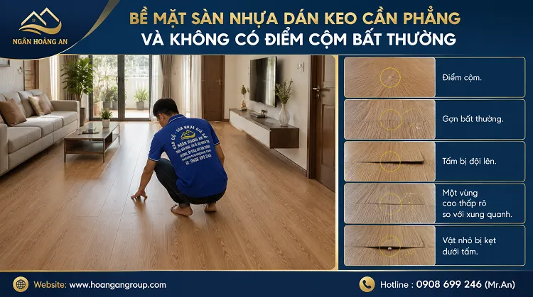 Bề Mặt Sàn Nhựa Dán Keo Cần Phẳng Và Không Có Điểm Cộm Bất Thường Bề Mặt Sàn Nhựa Dán Keo Cần Phẳng Và Không Có Điểm Cộm Bất Thường