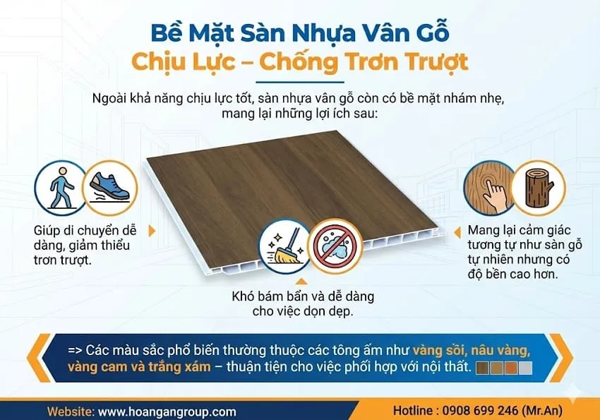 Bề Mặt Sàn Nhựa Vân Gỗ Chịu Lực – Chống Trơn Trượt