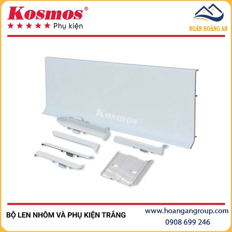 Bộ Len Chân Tường Nhôm Và Phụ Kiện Kosmos 80mm Trắng