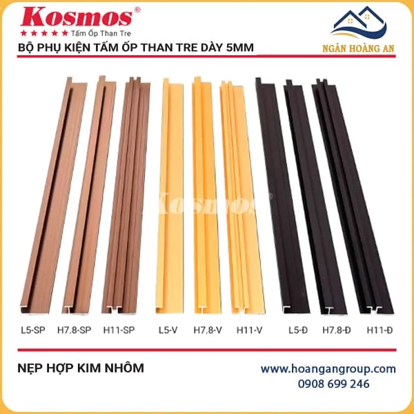 Bộ Phụ Kiện Nẹp Hợp Kim Nhôm Tấm Than Tre Kosmos 5mm