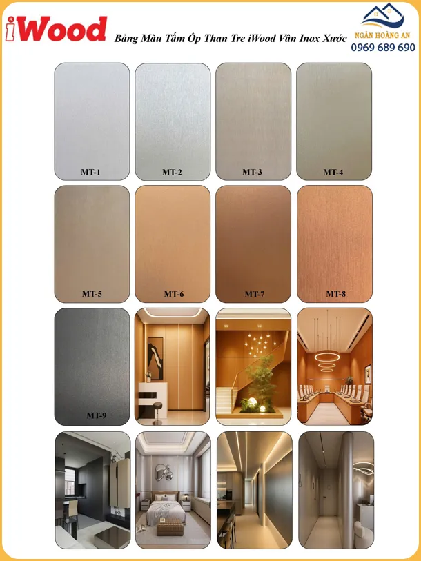 Bộ Sưu Tập Tấm Ốp Than Tre iWood Vân Inox Xước Bộ Sưu Tập Tấm Ốp Than Tre iWood Vân Inox Xước