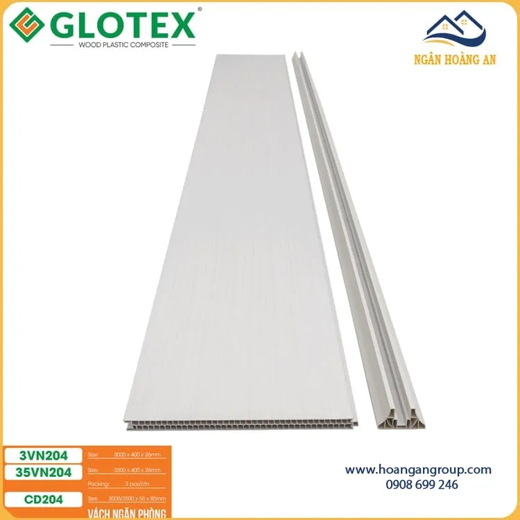 Bộ Vách Ngăn Phòng 2 Mặt PVC Trắng Trơn Glotex VN204 Bộ Vách Ngăn Phòng 2 Mặt PVC Trắng Trơn Glotex VN204