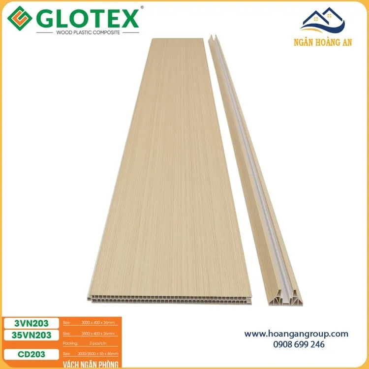 Bộ Vách Ngăn Phòng 2 Mặt Nhựa PVC Giả Gỗ Glotex VN203 Bộ Vách Ngăn Phòng 2 Mặt Nhựa PVC Giả Gỗ Glotex VN203