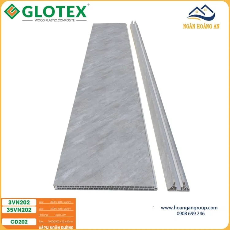Bộ Vách Ngăn Phòng Khách 2 Mặt Nhựa Giả Bê Tông Glotex VN202 Bộ Vách Ngăn Phòng Khách 2 Mặt Nhựa Giả Bê Tông Glotex VN202