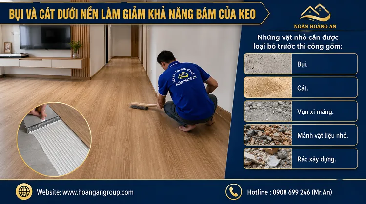 Bụi Và Cát Dưới Nền Làm Giảm Khả Năng Bám Của Keo Bụi Và Cát Dưới Nền Làm Giảm Khả Năng Bám Của Keo