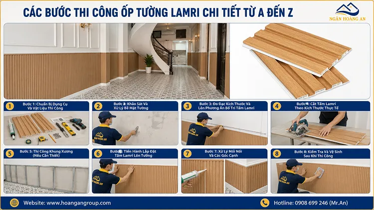 Các Bước Thi Công Ốp Tường Lamri Chi Tiết Từ A Đến Z