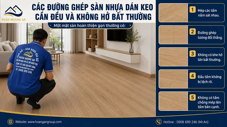 Các Đường Ghép Sàn Nhựa Dán Keo Cần Đều Và Không Hở Bất Thường Các Đường Ghép Sàn Nhựa Dán Keo Cần Đều Và Không Hở Bất Thường