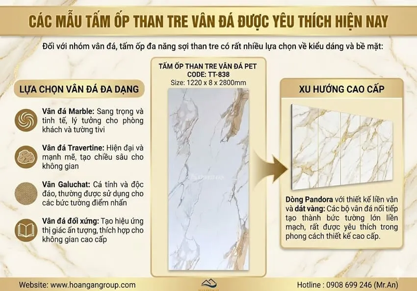 Các Mẫu Tấm Ốp Than Tre Vân Đá Được Yêu Thích Hiện Nay