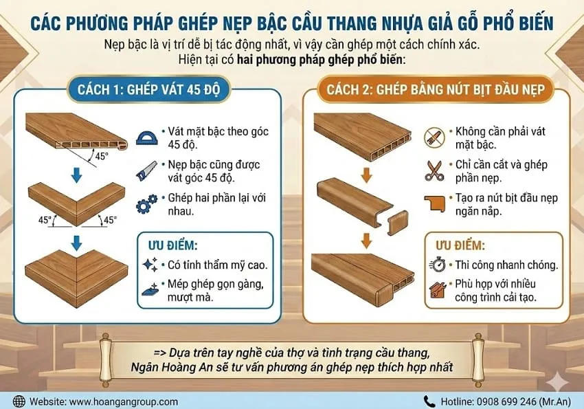 Các Phương Pháp Ghép Nẹp Bậc Cầu Thang Nhựa Giả Gỗ Phổ Biến Các Phương Pháp Ghép Nẹp Bậc Cầu Thang Nhựa Giả Gỗ Phổ Biến