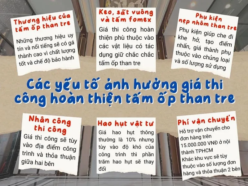 Các Yếu Tố Quyết Định Đến Giá Thi Công Hoàn Thiện Tấm Ốp Than Tre