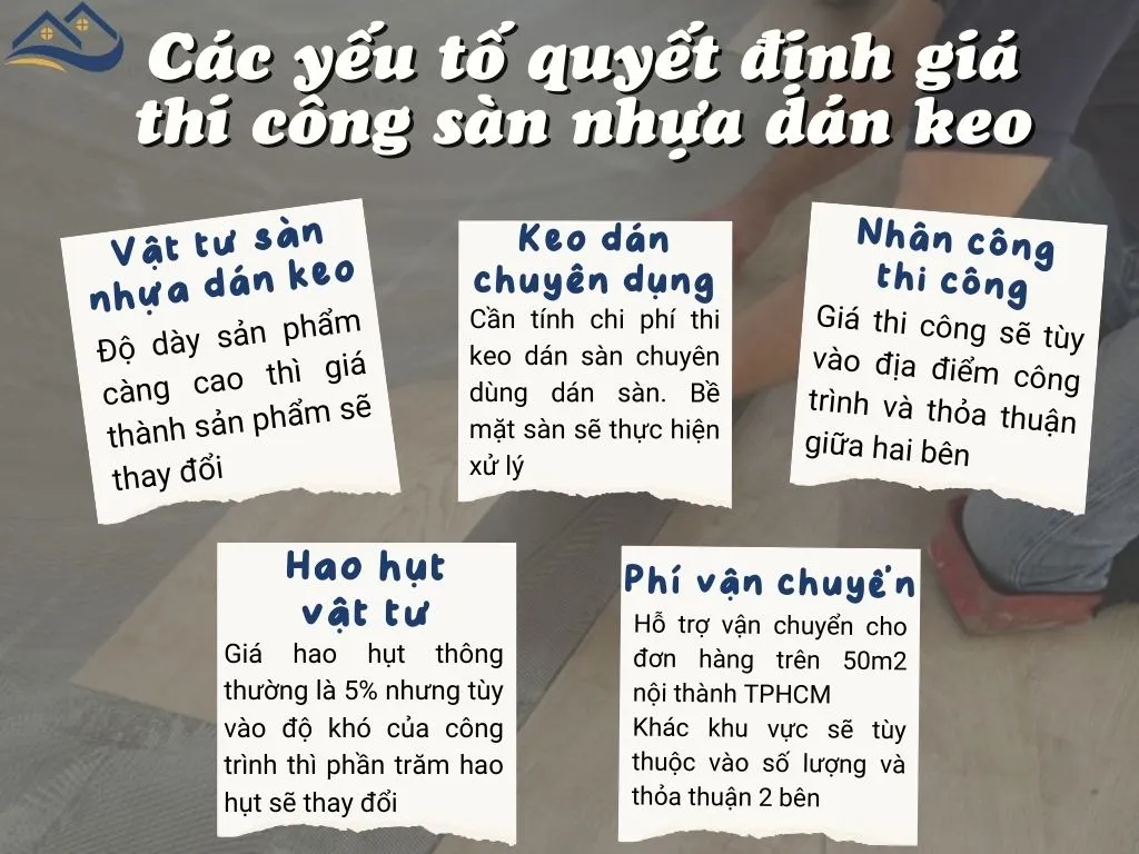 Một Số Yếu Tố Ảnh Hưởng Đến Giá Thi Công Sàn Nhựa Dán Keo