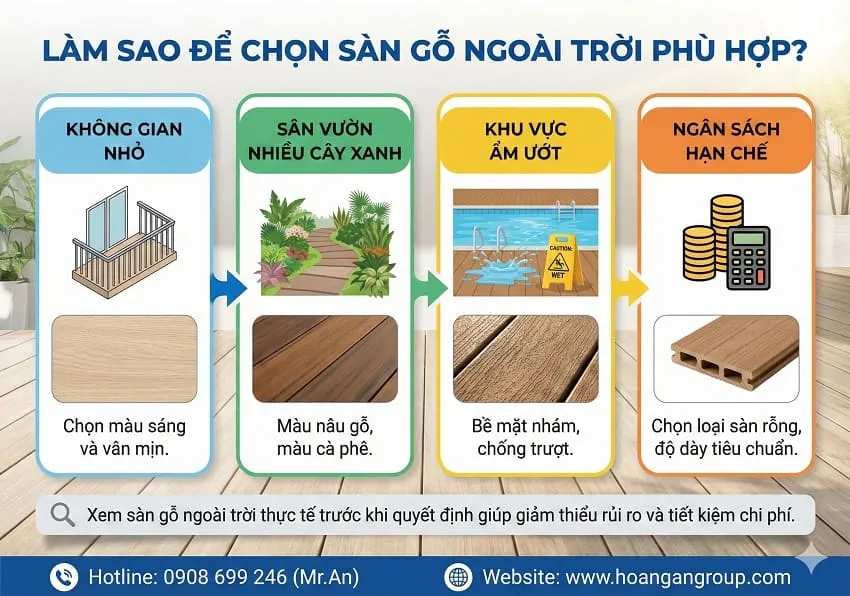 Cách Chọn Mẫu Sàn Gỗ Ngoài Trời Phù Hợp Công Trình