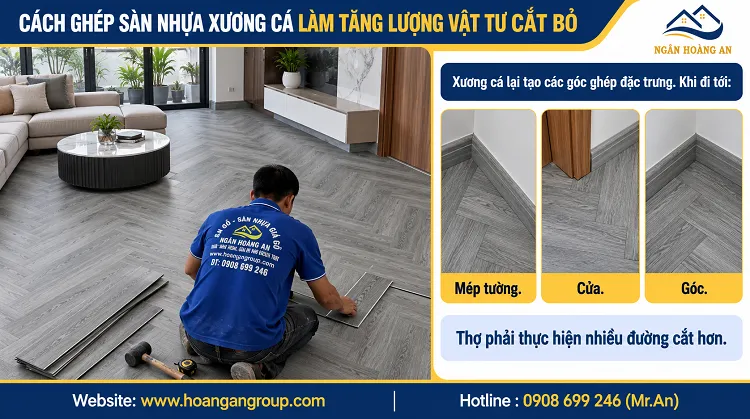 Cách Ghép Sàn Nhựa Xương Cá Làm Tăng Lượng Vật Tư Cắt Bỏ