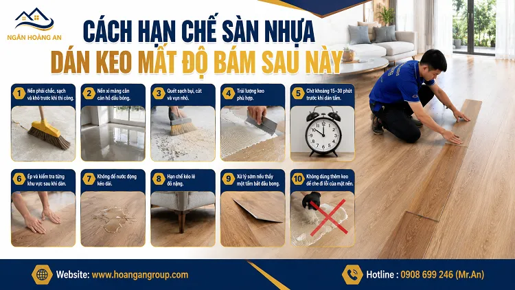 Cách Hạn Chế Sàn Nhựa Dán Keo Mất Độ Bám Sau Này