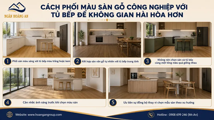 Cách Phối Màu Sàn Gỗ Công Nghiệp Với Tủ Bếp Để Không Gian Hài Hòa Hơn