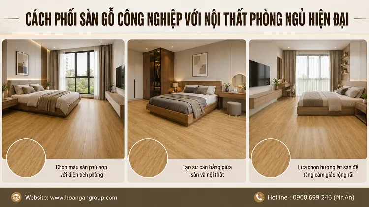Cách Phối Sàn Gỗ Công Nghiệp Với Nội Thất Phòng Ngủ Hiện Đại
