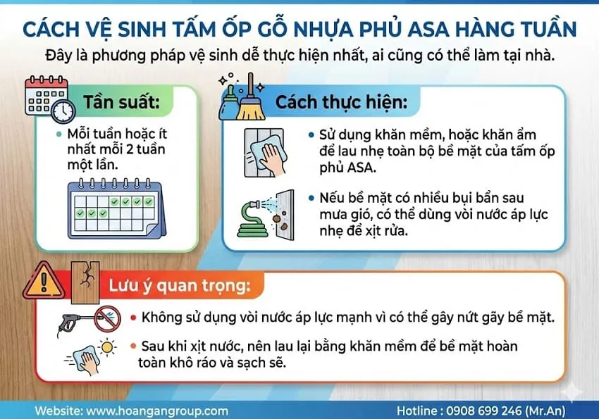 Cách Vệ Sinh Tấm Ốp Gỗ Nhựa Phủ ASA Hàng Tuần