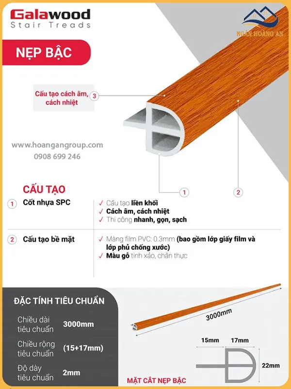 Cấu Tạo Của Nẹp Bậc Cầu Thang Nhựa Giả Gỗ Galawood