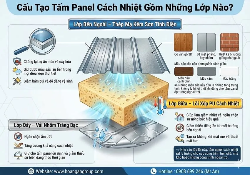 Cấu Tạo Tấm Panel Cách Nhiệt Gồm Những Lớp Nào?