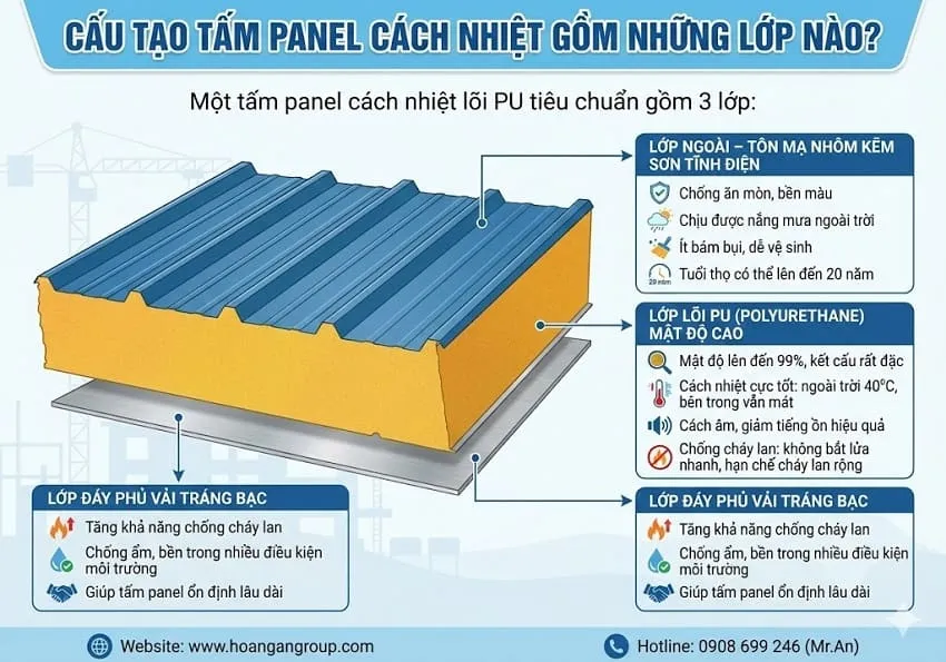 Cấu Tạo Tấm Panel Cách Nhiệt Gồm Những Lớp Nào? Cấu Tạo Tấm Panel Cách Nhiệt Gồm Những Lớp Nào?