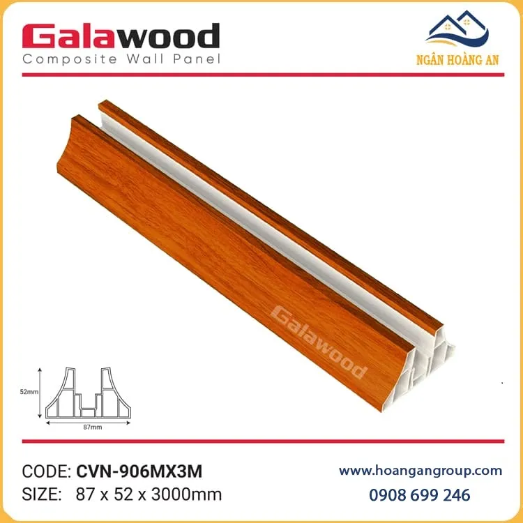 Chân Đế Vách Ngăn Hai Mặt Galawood CVN-906MX3M Vân Gỗ Đỏ Cam