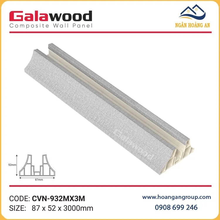 Chân Vách Ngăn Hai Mặt Galawood CVN-932MX3M Vân Vải Xám Chân Vách Ngăn Hai Mặt Galawood CVN-932MX3M Vân Vải Xám