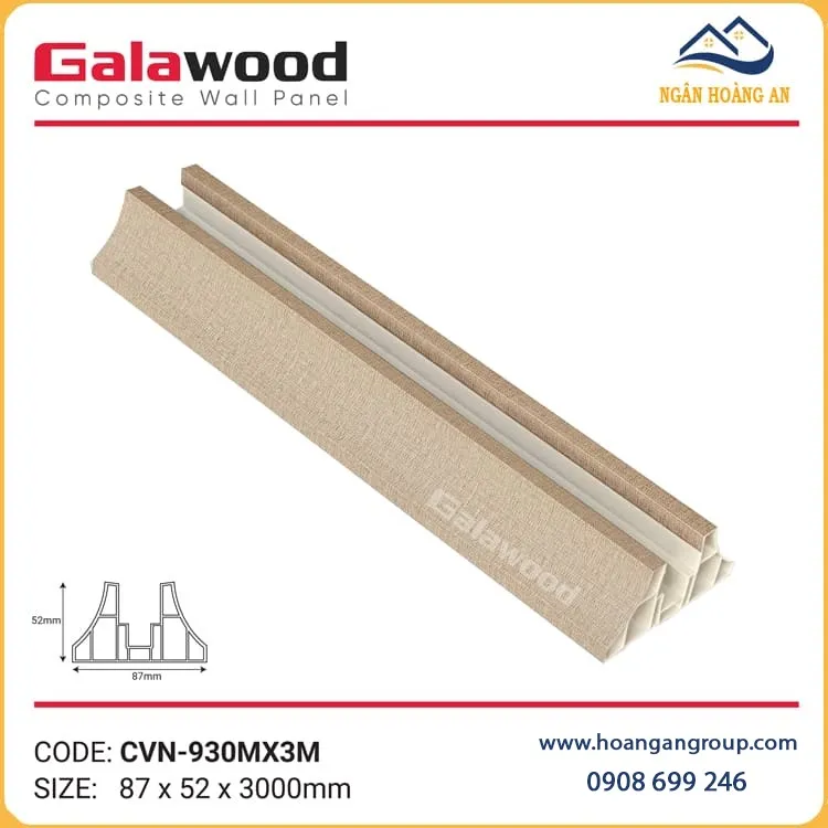 Chân Vách Ngăn Nhựa PVC Galawood CVN-930MX3M Vân Vải Vàng Nhạt