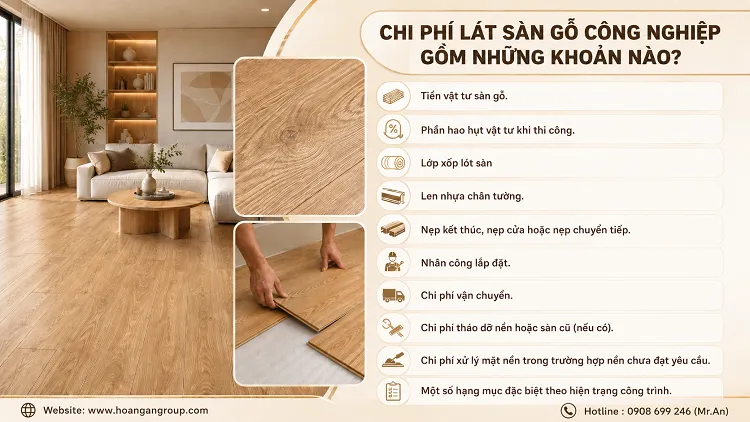Chi Phí Lát Sàn Gỗ Công Nghiệp Gồm Những Khoản Nào? Chi Phí Lát Sàn Gỗ Công Nghiệp Gồm Những Khoản Nào?