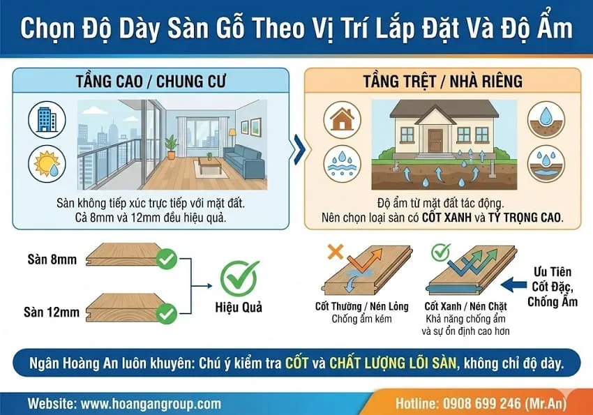 Chọn Độ Dày Sàn Gỗ Theo Vị Trí Lắp Đặt Và Độ Ẩm Chọn Độ Dày Sàn Gỗ Theo Vị Trí Lắp Đặt Và Độ Ẩm