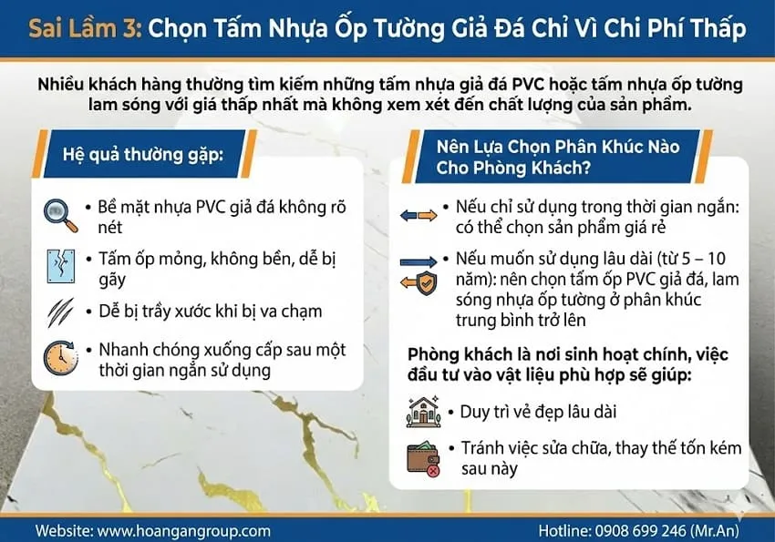 Sai Lầm 3: Chọn Tấm Nhựa Ốp Tường Giả Đá Chỉ Vì Chi Phí Thấp