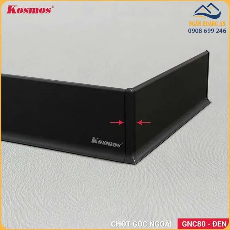 Ứng Dụng Chốt Góc Ngoài Len Chân Tường Nhôm GNC80-D