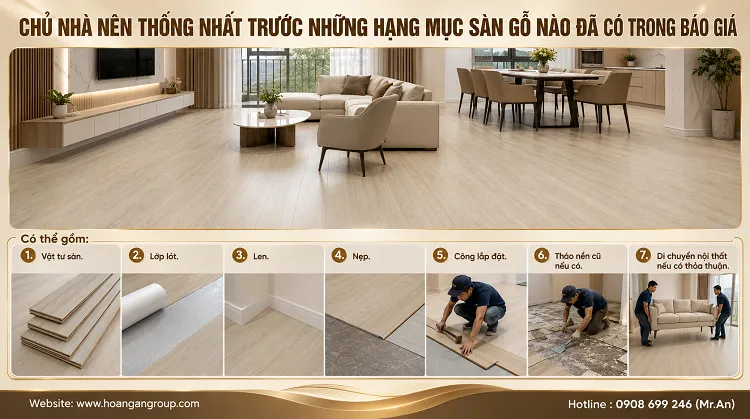 Chủ Nhà Nên Thống Nhất Trước Những Hạng Mục Sàn Gỗ Nào Đã Có Trong Báo Giá