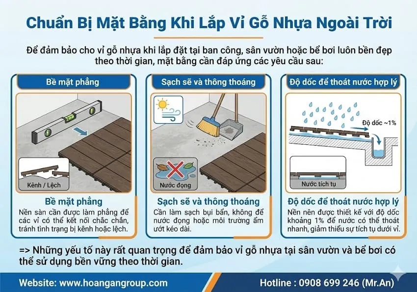Chuẩn Bị Mặt Bằng Khi Lắp Vỉ Gỗ Nhựa Ngoài Trời