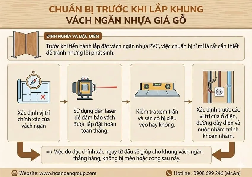 Chuẩn Bị Trước Khi Lắp Khung Vách Ngăn Nhựa Giả Gỗ