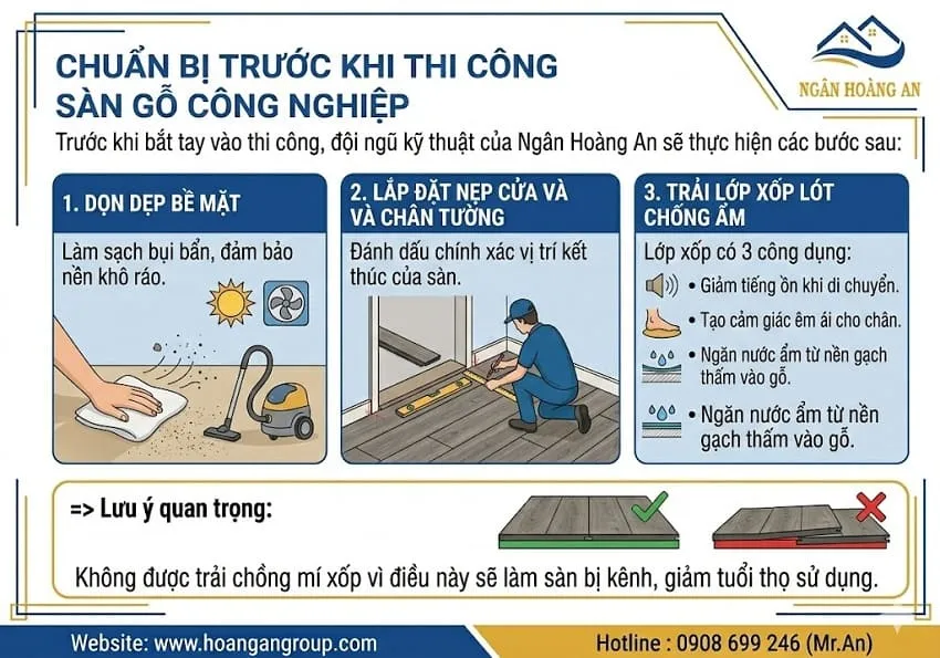 Chuẩn Bị Trước Khi Thi Công Sàn Gỗ Công Nghiệp