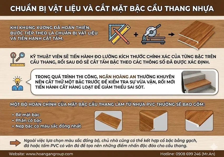 Chuẩn Bị Vật Liệu Và Cắt Mặt Bậc Cầu Thang Nhựa