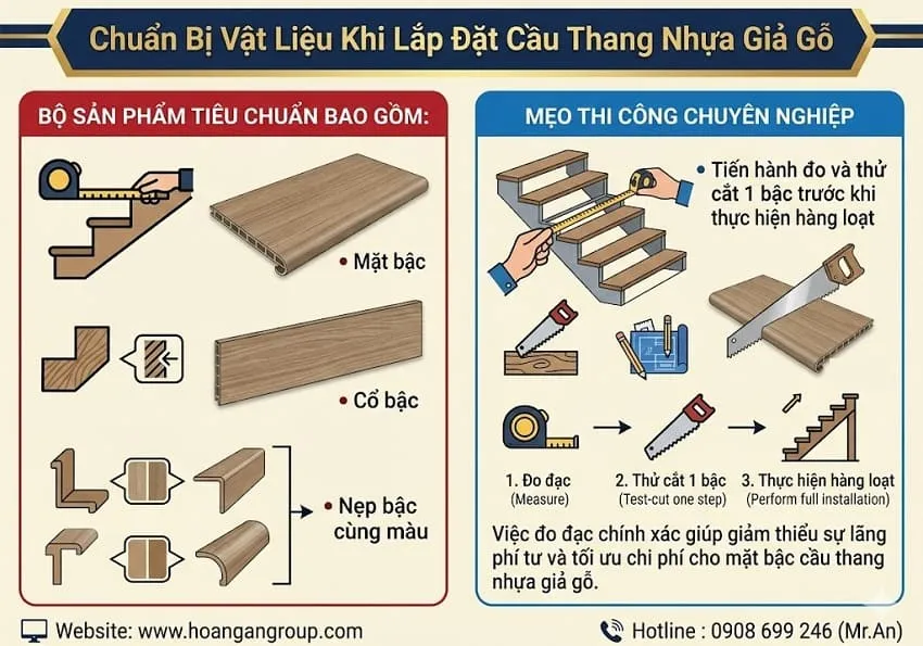 Chuẩn Bị Vật Liệu Khi Lắp Đặt Cầu Thang Nhựa Giả Gỗ