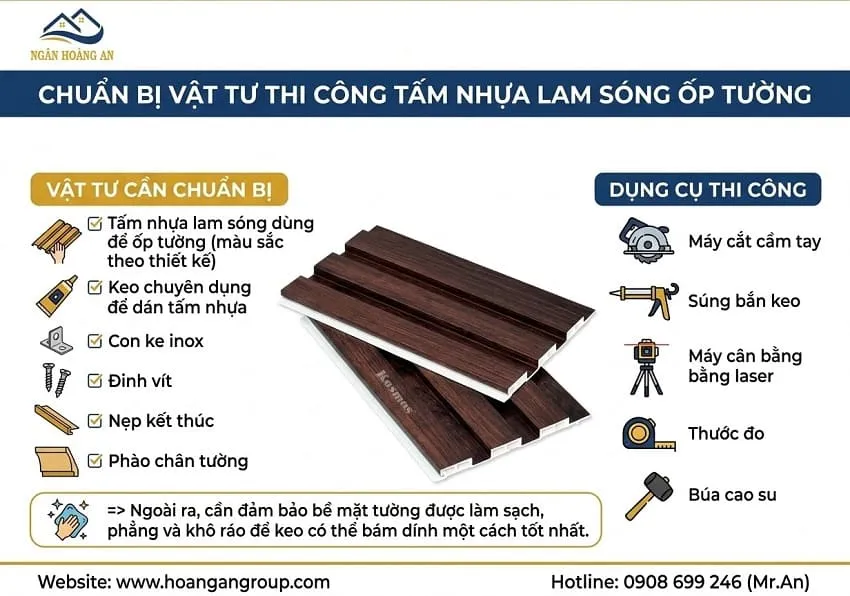 Chuẩn Bị Vật Tư Thi Công Tấm Nhựa Lam Sóng Ốp Tường Chuẩn Bị Vật Tư Thi Công Tấm Nhựa Lam Sóng Ốp Tường