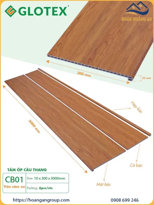 Cổ Bậc Cầu Thang Nhựa Giả Gỗ Glotex CB01 Cổ Bậc Cầu Thang Nhựa Giả Gỗ Glotex CB01
