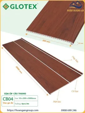 Cổ Bậc Cầu Thang Nhựa Giả Gỗ Glotex CB04