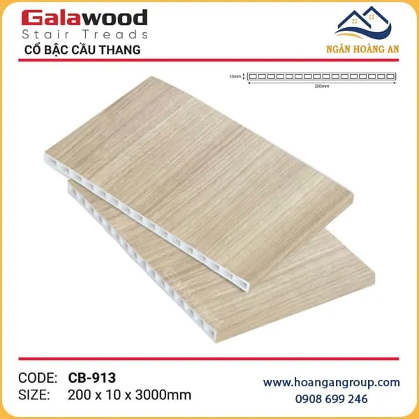  Cổ Bậc Cầu Thang Nhựa Giả Gỗ Galawood CB-913