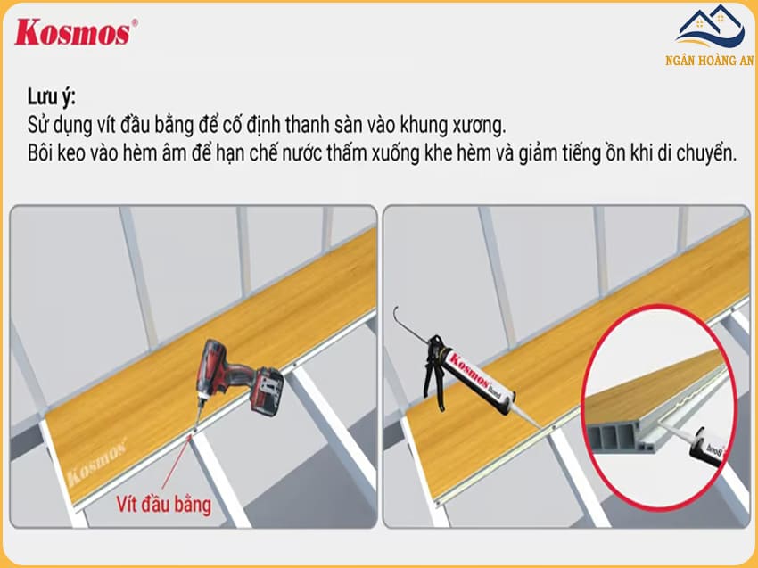 Cố Định Thanh Sàn Nhựa Chịu Lực Bằng Vít Và Bắn 