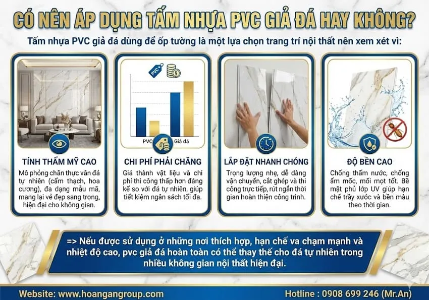 Có Nên Áp Dụng Tấm Nhựa PVC Giả Đá Hay Không?