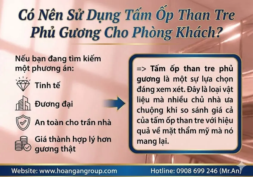 Có Nên Sử Dụng Tấm Ốp Than Tre Phủ Gương Cho Phòng Khách?