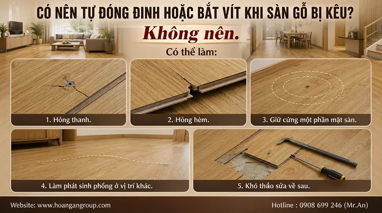 Có Nên Tự Đóng Đinh Hoặc Bắt Vít Khi Sàn Gỗ Bị Kêu? Có Nên Tự Đóng Đinh Hoặc Bắt Vít Khi Sàn Gỗ Bị Kêu?