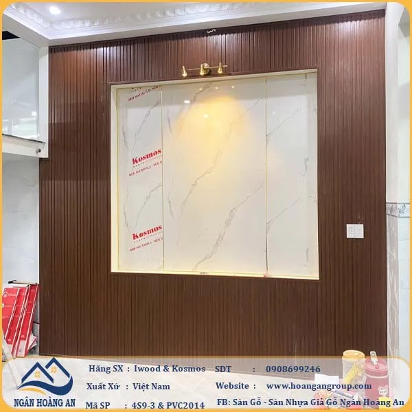 Ốp Vách Tivi Lam Sóng Nhựa Giả Gỗ iWood Tại Quận 1 TPHCM