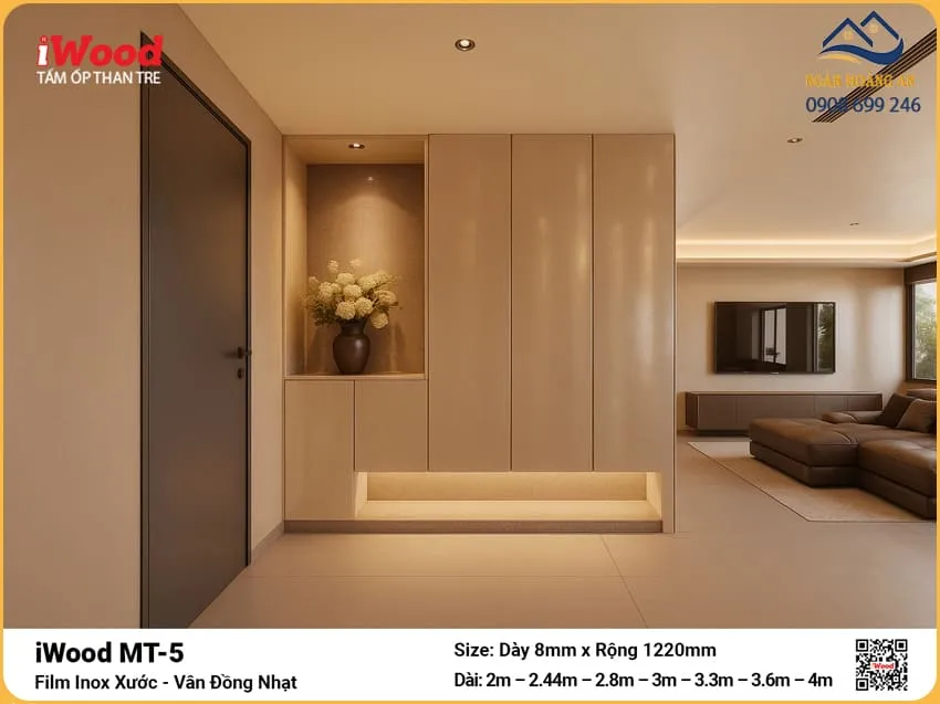 Công Ty Tấm Ốp Than Tre iWood MT-5 Inox Đồng Nhạt Giá Tốt
