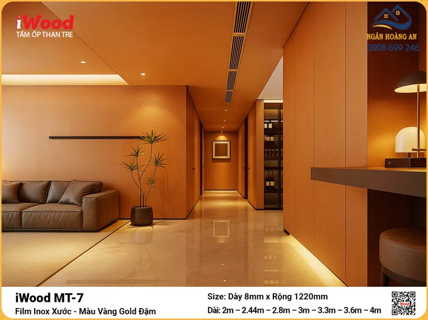 Cửa Hàng Bán Tấm Ốp iWood MT-7 Film Inox Vàng Gold Đậm Giá Tốt Cửa Hàng Bán Tấm Ốp iWood MT-7 Film Inox Vàng Gold Đậm Giá Tốt