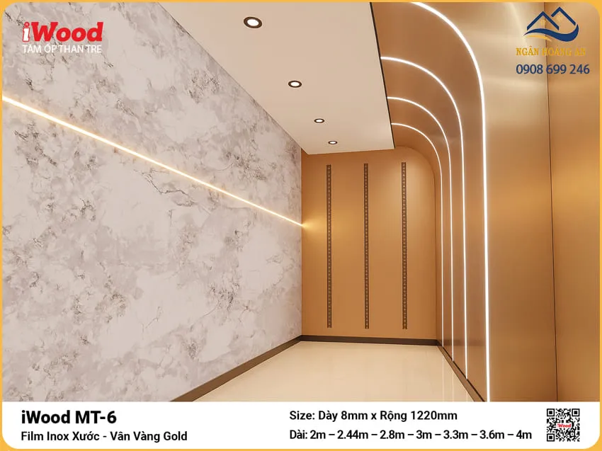 Cửa Hàng Bán Tấm Ốp Than Tre Film Inox Vàng Gold MT-6 Cửa Hàng Bán Tấm Ốp Than Tre Film Inox Vàng Gold MT-6